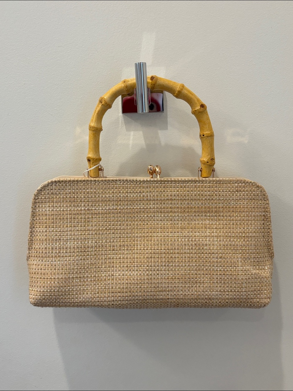 NWT Tommy Bahama woven handbag with bamboo strap